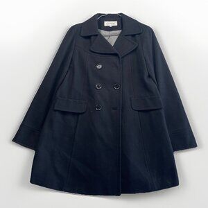 Calvin Klein Wool Blench Trench Coat / Peacoat Black Wom Size 10 Preppy Classy